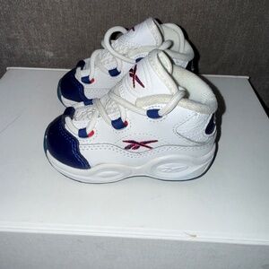 Reebok Question Mid – Infant / Toddler White / Navy / Red • Allen Iverson